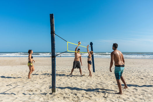 Size 5 Stitched Beach Volleyball 100 Classic - Pink Sun, dark petrol blue Image 1 of 5