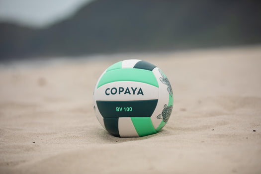 Size 5 Stitched Beach Volleyball 100 Classic - Pink Sun, dark petrol blue Image 2 of 5