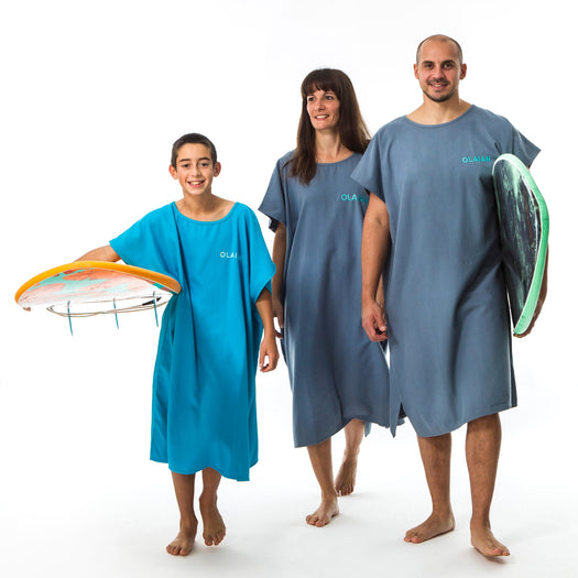 Olaian 100 Poncho Cotton Kids, turquoise blue Image 1 of 5
