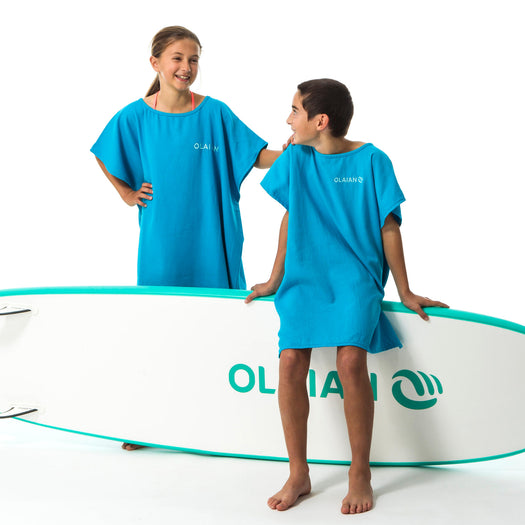 Olaian 100 Poncho Cotton Kids, turquoise blue Image 4 of 5