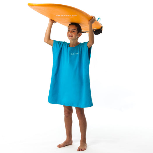 Olaian 100 Poncho Cotton Kids, turquoise blue Image 2 of 5