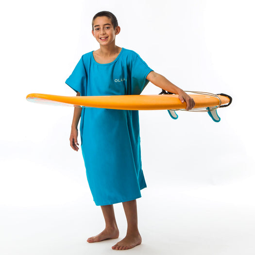 Olaian 100 Poncho Cotton Kids, turquoise blue Image 3 of 5