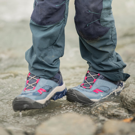 Quechua Crossrock Mid Waterproof Lace-Up Hiking Shoes Kids', blue gray Image 1 of 5