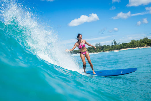 Olaian 500 Foam Surfboard 8'6 95L Curved Triple Stringer w/ Handle Leash & Fins, unspecified Image 4 of 5