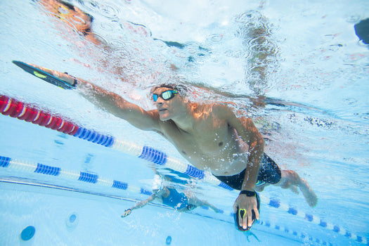 Swimming Paddles Quick-In 500 Size M Blue Yellow, black Image 4 of 5