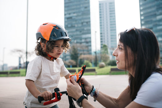 Btwin Fingerless Cycling Gloves Kids', orange Image 1 of 2