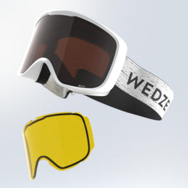 KIDS' AND ADULT SKIING AND SNOWBOARDING GOGGLES ALL WEATHER - G 100 I - WHITE, Image of