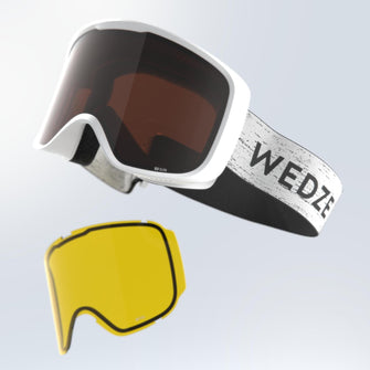 KIDS' AND ADULT SKIING AND SNOWBOARDING GOGGLES ALL WEATHER - G 100 I - WHITE, Image of