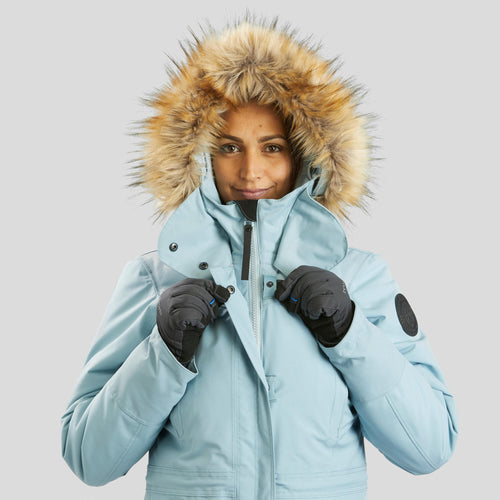 A photo of the Women's Winter Waterproof Hiking Parka - SH500 U-WARM -20 degrees Celcius in use