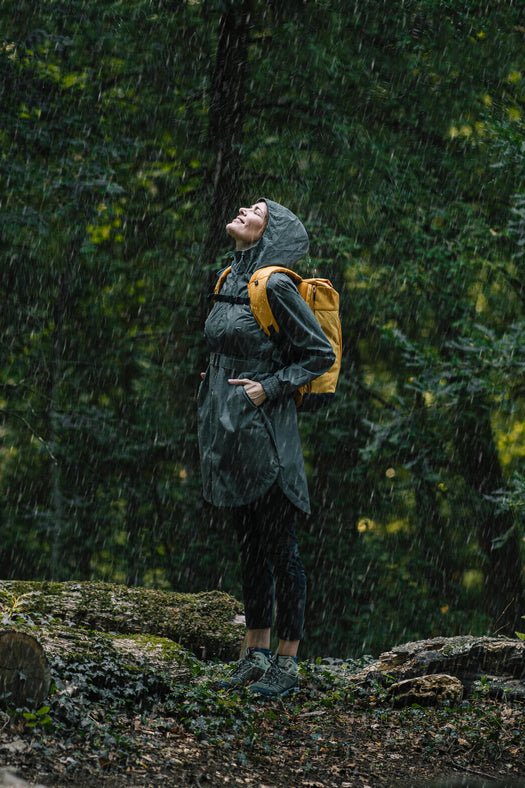 Quechua Women's Long Waterproof Rain Jacket, khaki brown Image 3 of 4
