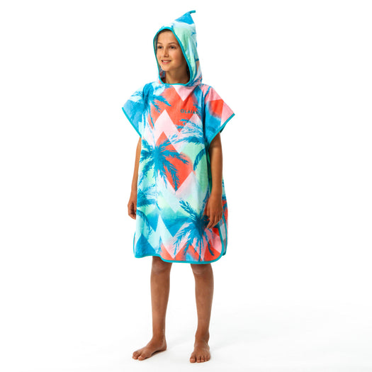 Olaian 500 Poncho w/ Hood & Open side Kids, light blue Image 1 of 5