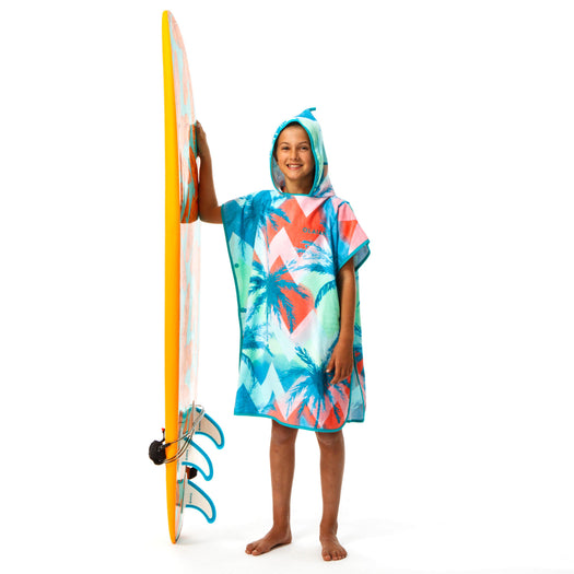 Olaian 500 Poncho w/ Hood & Open side Kids, light blue Image 4 of 5