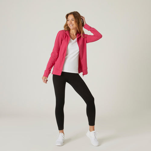 A photo of the Nyamba 120 Zippered Fitness Hoodie Women's in use