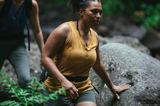 Forclaz Merino Wool Travel Backpacking Tank Top Women's, yellow ochre Image 2 of 5