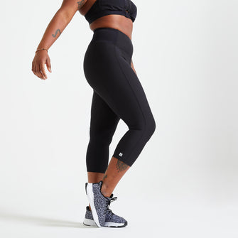 Domyos FLE120 Short Fitness Leggings with Phone Pocket Women's, Image of