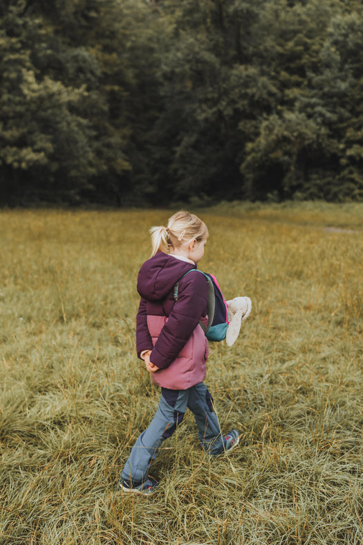 Quechua X-Warm Synthetic Down Insulated Puffer Hiking Jacket Kids', damson Image 2 of 3