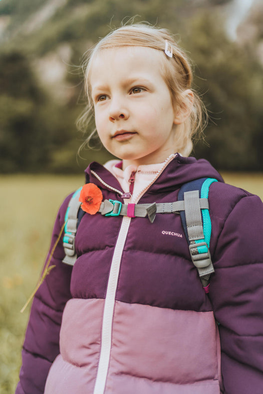 Quechua X-Warm Synthetic Down Insulated Puffer Hiking Jacket Kids', damson Image 1 of 3
