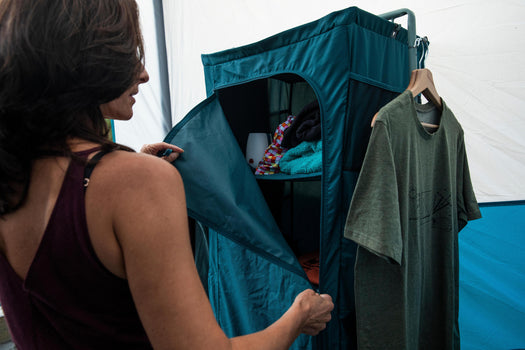 Folding and compact camping wardrobe - Basic, dark petrol blue Image 3 of 5