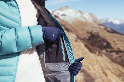 Mountain backpacking tactile stretch gloves - MT500, navy blue Image 3 of 5