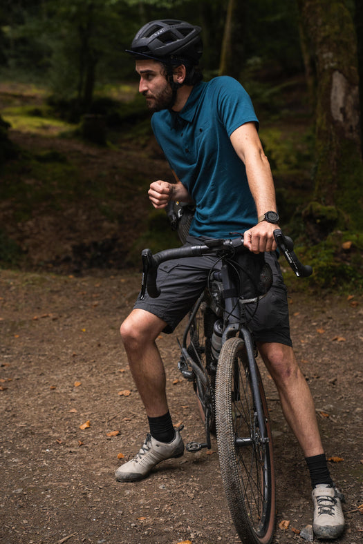 Triban Gravel Cycling and Touring Merino Wool Polo Shirt, chocolate truffle Image 6 of 10