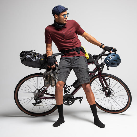 Triban Gravel Cycling and Touring Merino Wool Polo Shirt, chocolate truffle Image 8 of 10