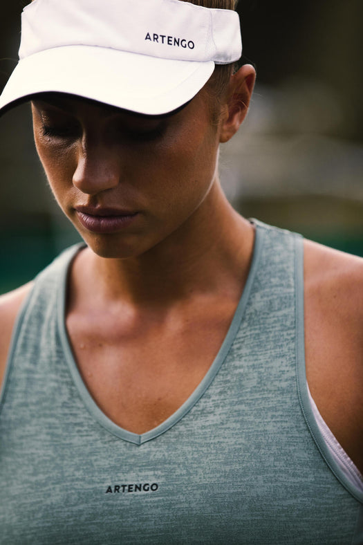Women's Tennis Lightweight Tank Top Light 900 - Light Khaki, verdigris Image 4 of 5
