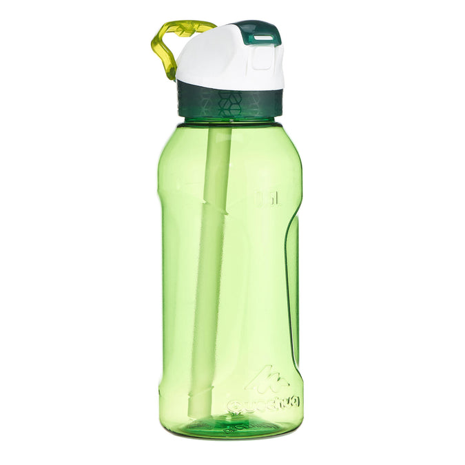 Water Bottle With Instant Stopper & Straw 0.5L - Green