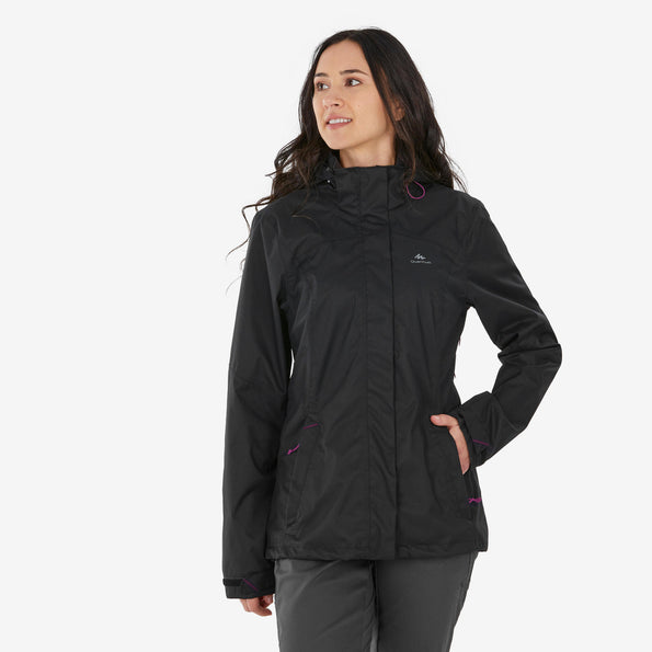 MH100 Waterproof Walking Jacket  by Quecha, affordable, feminine waterproof jacket for outdoor adventures.