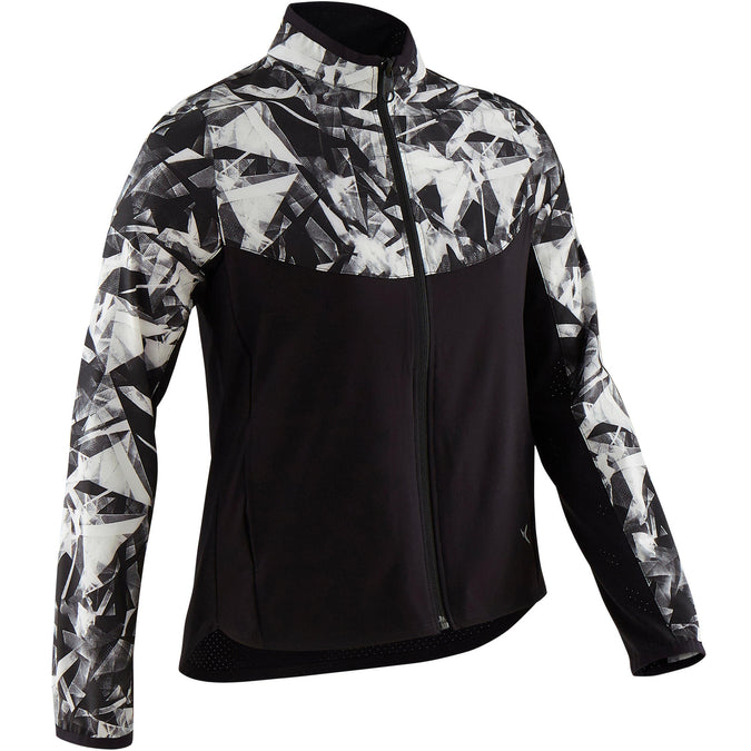 Girls Light Breathable Gym Jacket W500 Black Print Decathlon