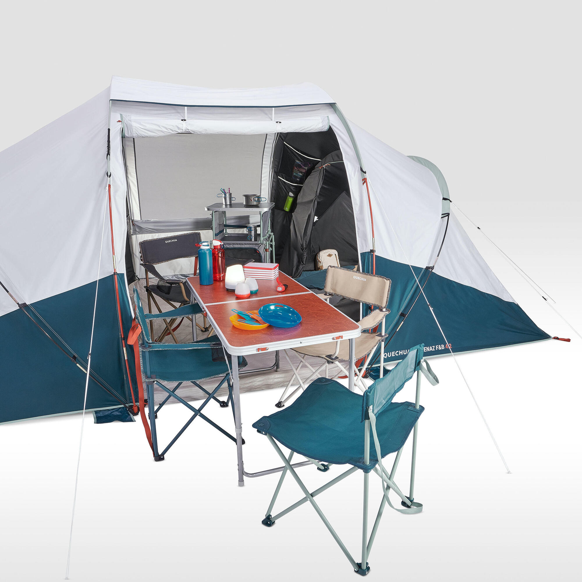 ✨極美品✨ Quechua ARPENAZ FAMILY 4.2 付属品完品 Quechua Arpenaz Fresh & Black Waterproof Family Camping Tent
