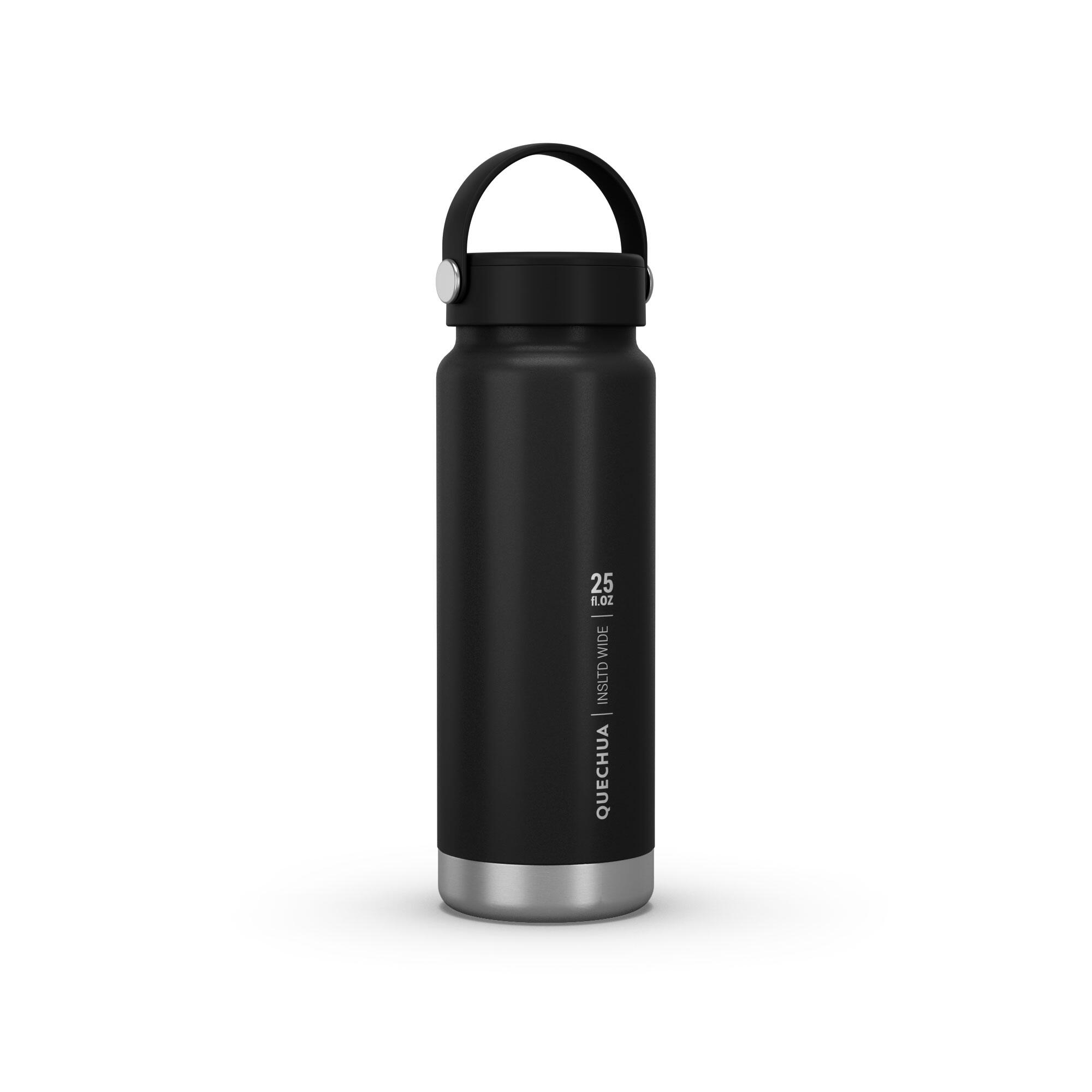 Quechua, Double Wall Insulated Wide Mouth Stainless Steel Water Bottle, 25oz in Carbon Gray
