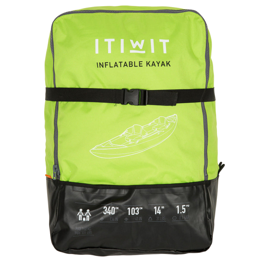 Itiwit Inflatable Recreational Siton Kayak with Pump 2 Person Decathlon