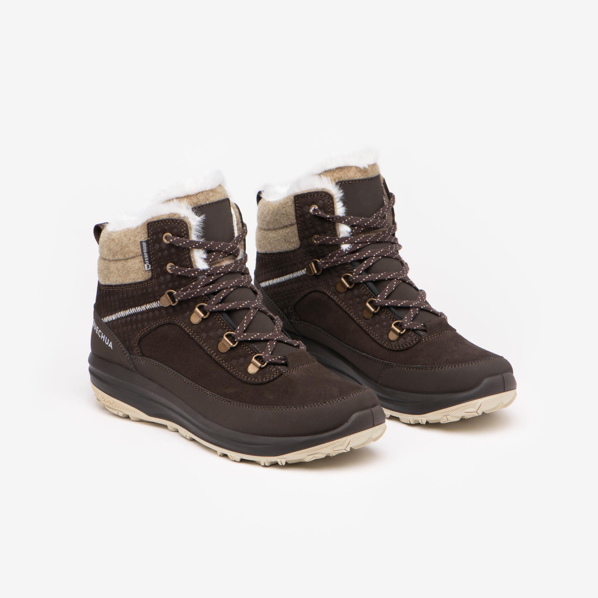 Quechua Women's NH900 Warm Waterproof Leather Snow Hiking Boots Deep Shale / 5.5