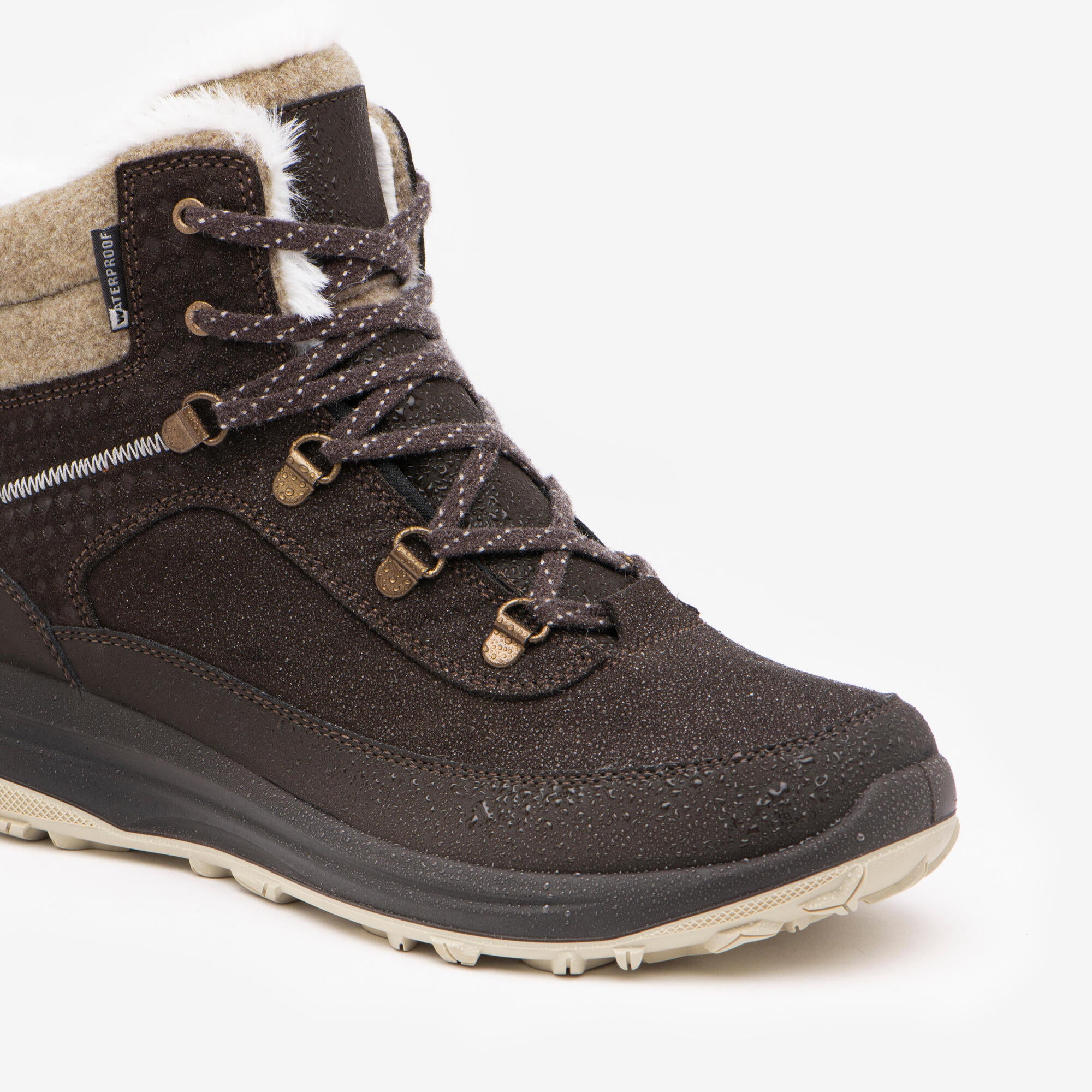 Quechua Women's NH900 Warm Waterproof Leather Snow Hiking Boots Deep Shale / 5.5