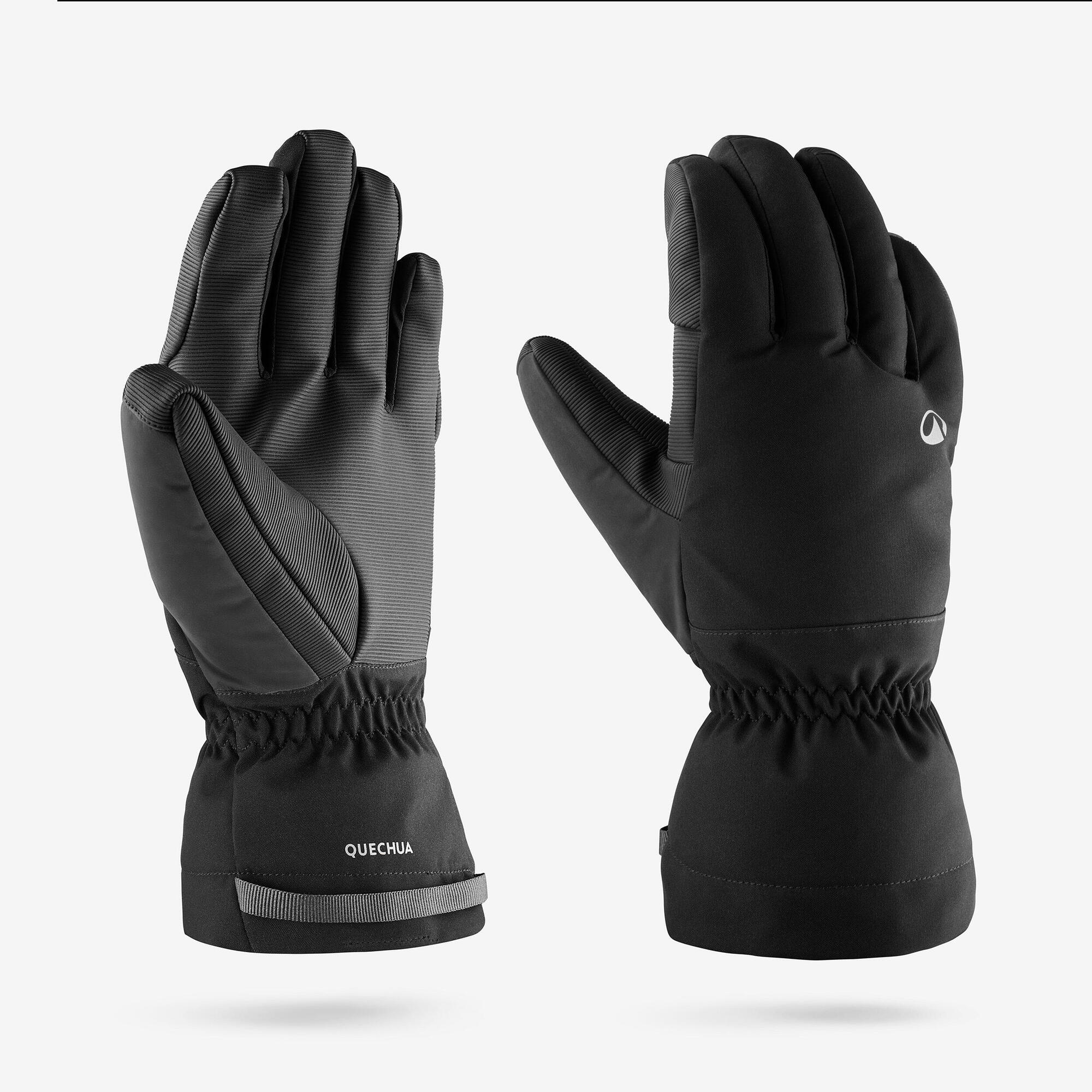 Wedze Adult 500 Waterproof Ski Gloves Smoked Black / L
