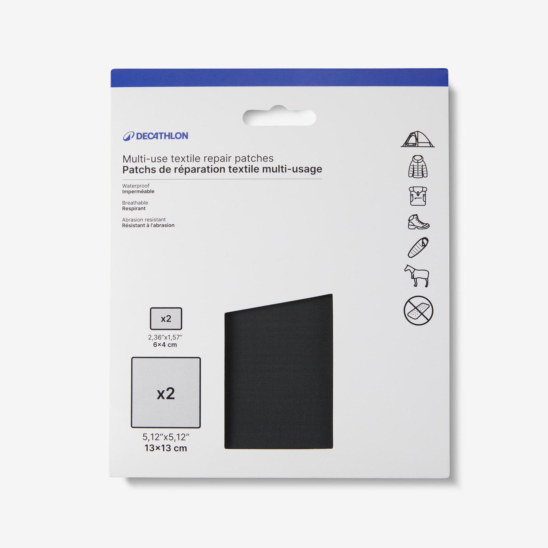 decathlon tent repair kit Decathlon Multi-purpose fabric repair patches Black