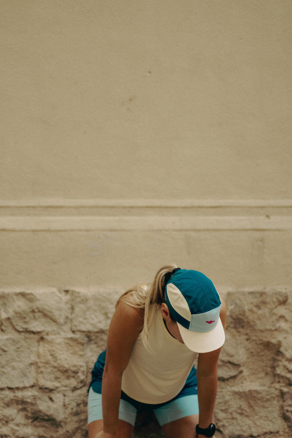 Kiprun Men's and women's running cap, blue, yellow and turquoise