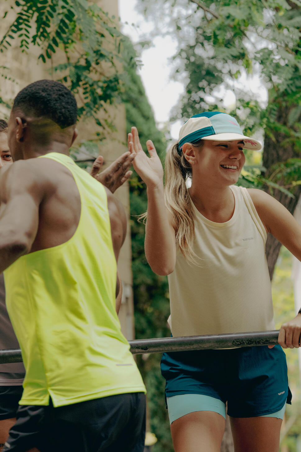 Kiprun Men's and women's running cap, blue, yellow and turquoise