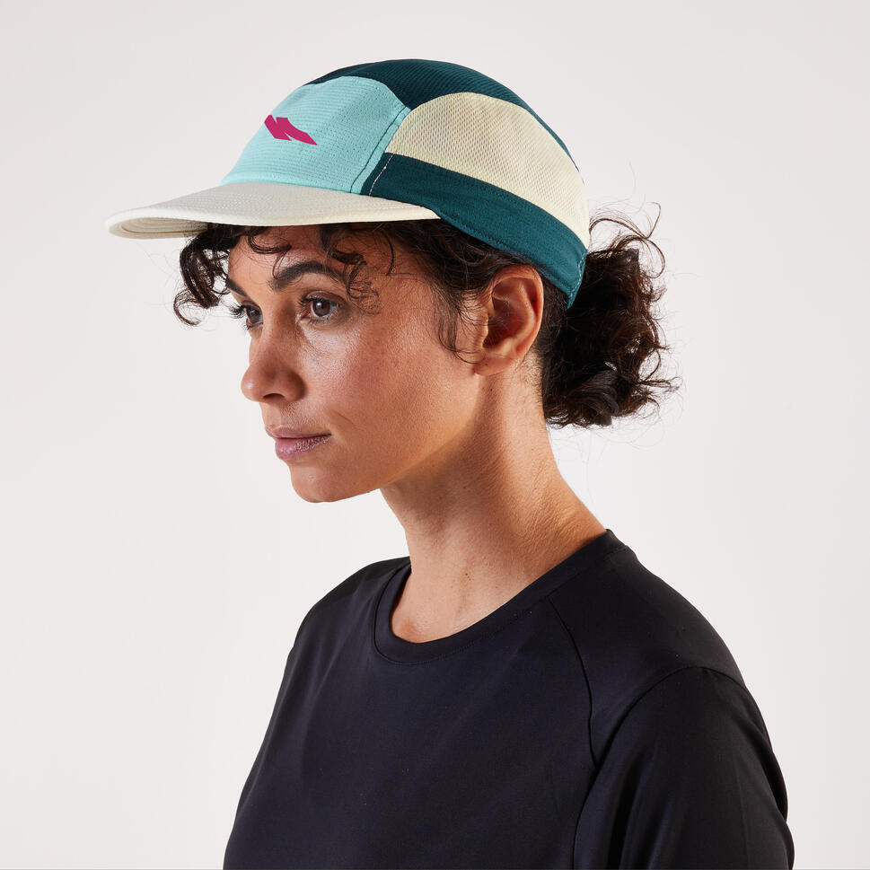 Kiprun Men's and women's running cap, blue, yellow and turquoise