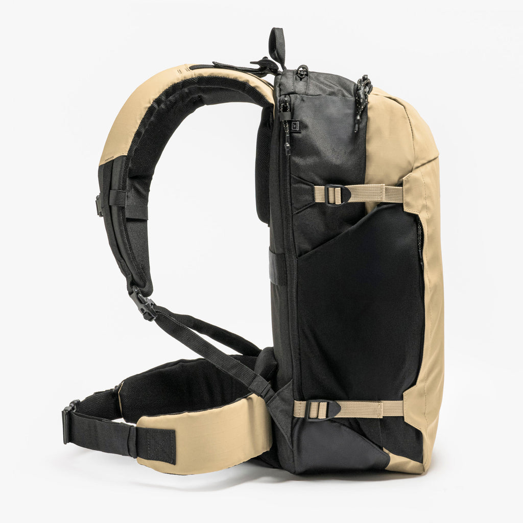 Suitcase-style opening hiking backpack 30 L, Travel 500 Organiser - Beige