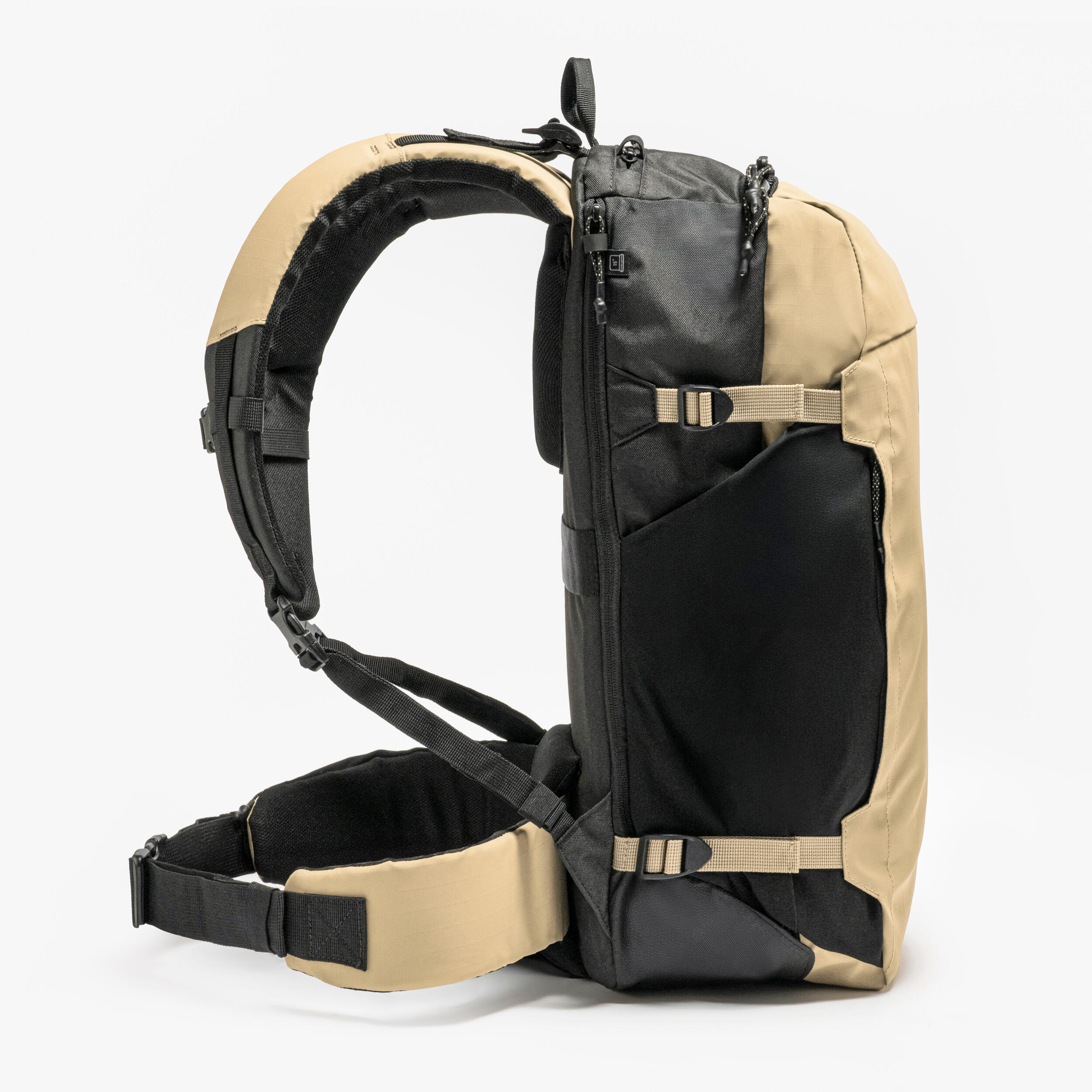 Suitcase-style opening hiking backpack 30 L, Travel 500 Organiser - Beige