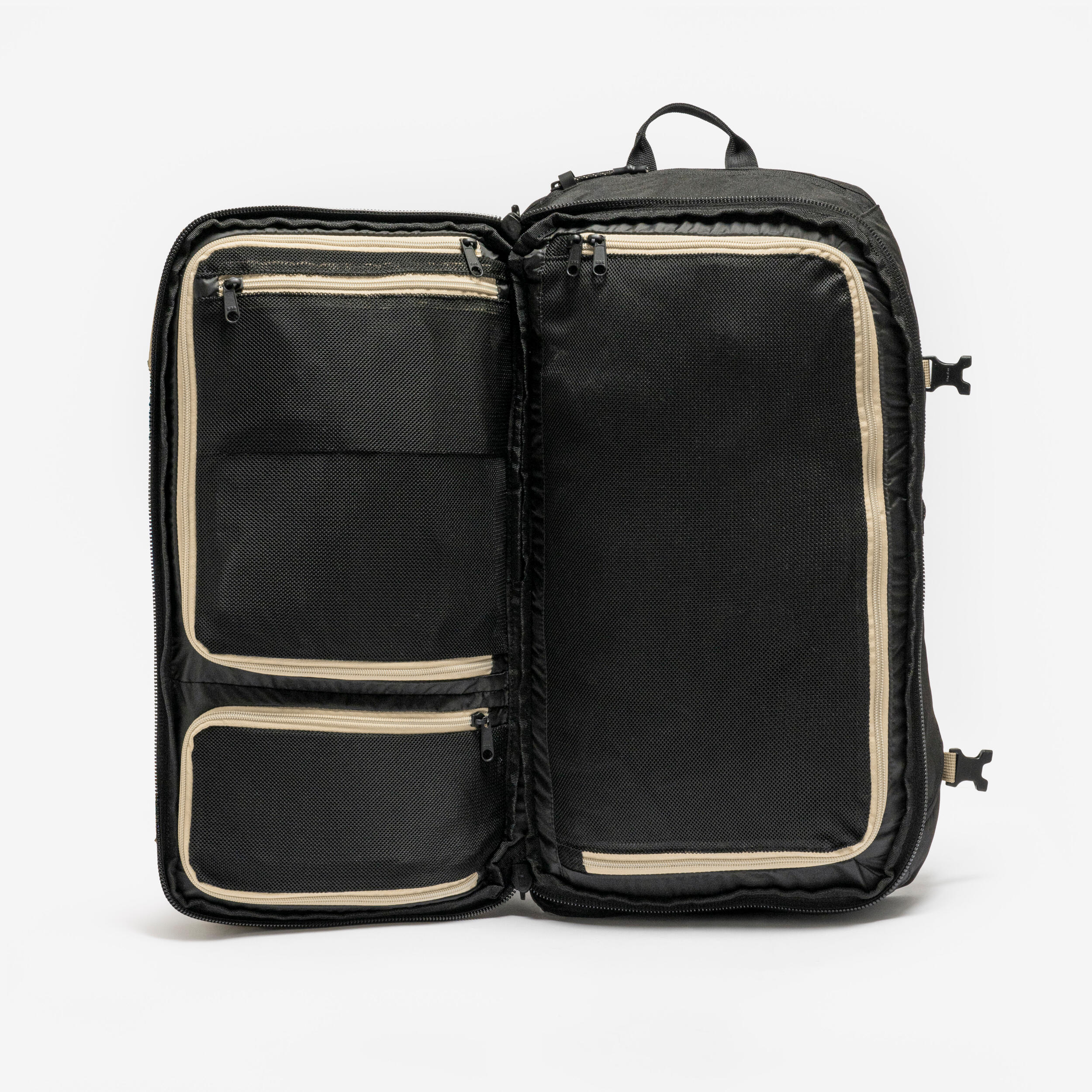 Suitcase-style opening hiking backpack 30 L, Travel 500 Organiser - Beige