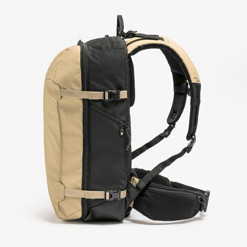 Suitcase-style opening hiking backpack 30 L, Travel 500 Organiser - Beige