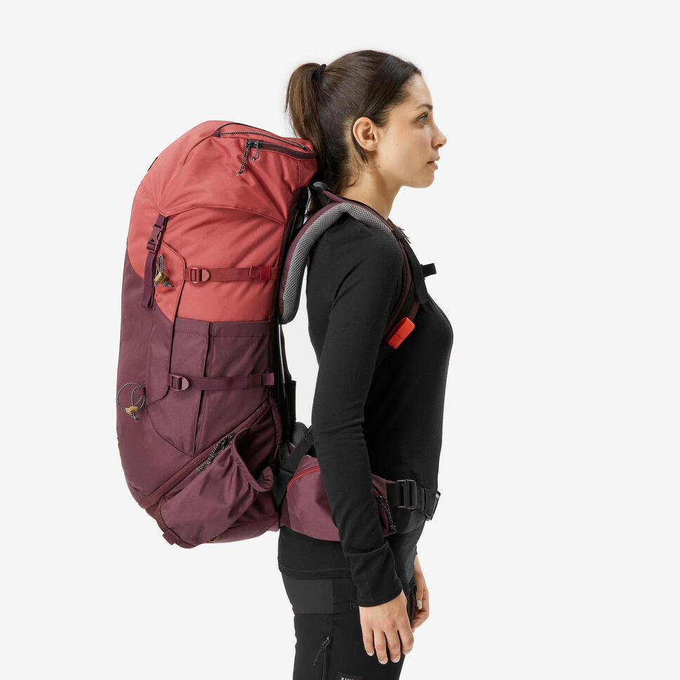 Simond Women's Forclaz Mt100 Easyfit 50 L Backpacking Pack in Bordeaux Simond Women's Forclaz Mt100 Easyfit 50 L Backpacking Pack in Bordeaux
