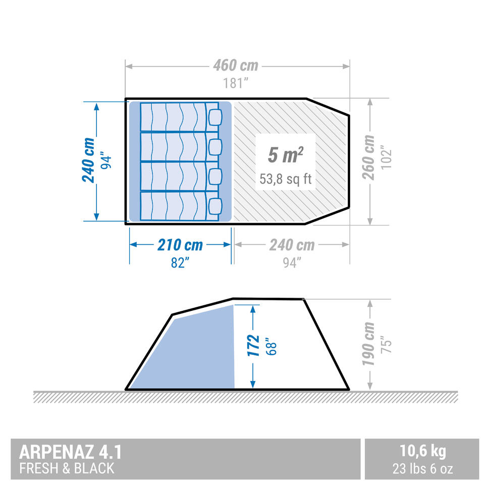 decathlon tent arpenaz 4.1 fresh & black Arpenaz 4.1 Fresh & Black Camping Tent