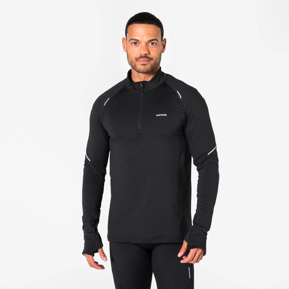 Kiprun Men's Run 500 Warm Long-Sleeved Half Zip T-shirt