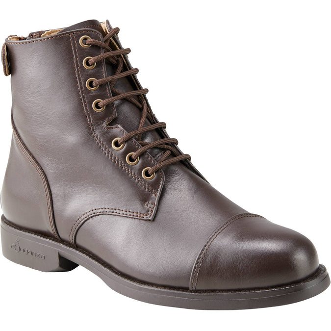 Leather Lace-Up Riding Paddock Boots, Women's