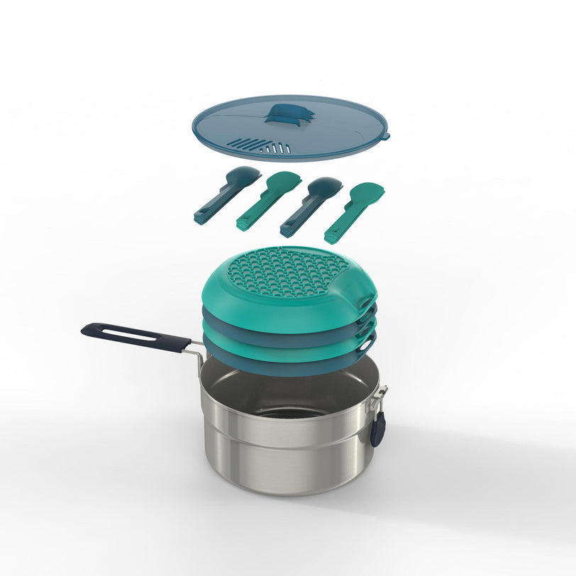 Quechua MH100 2.6 L Camping StainlessSteel Cook Set 4 People Decathlon